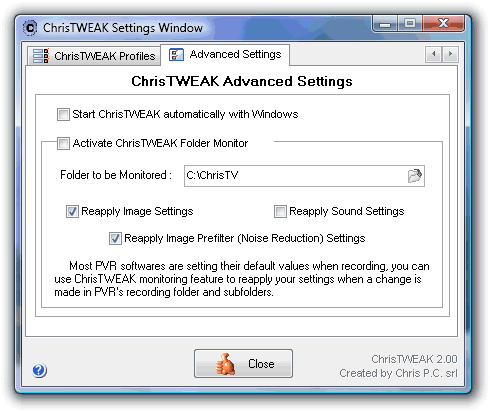 ChrisTWEAK Advanced Settings